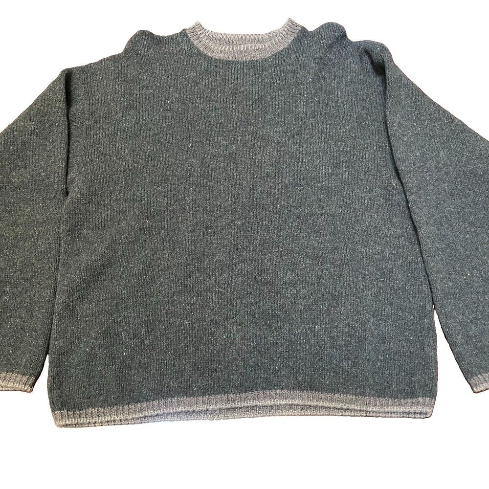 VTG ALPS Green Donegal Tweed Wool Sweater Large Made in USA Grandpa Gorpcore